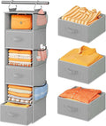 Pipishell Hanging Closet Organizer 6-Shelf, Hanging Shelves for Closet with 3 Removable Drawers & Side Pockets for Bedroom, Garment Rack and Wardrobe Organization, 12' x 12' x 43.3', Dark Gray