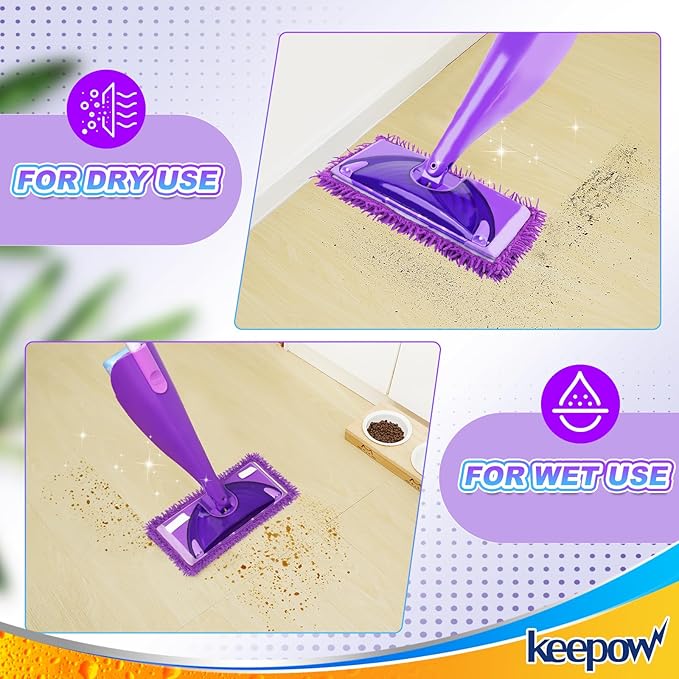 KEEPOW Wet Jet Refill for Swiffer WetJet Mop - Reusable Pads for Swiffer Wet Jet Wood Floor Cleaning, Microfiber Washable Wetjet Mopping Pads (8 Pack)