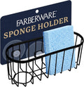 Farberware Sponge Holder for Kitchen Sink—Brushed Metal Sink Caddy Organizer with Triple Suction Cups, Kitchen Organizer for Sponges, Brushes, Soap & Cleaning Essentials