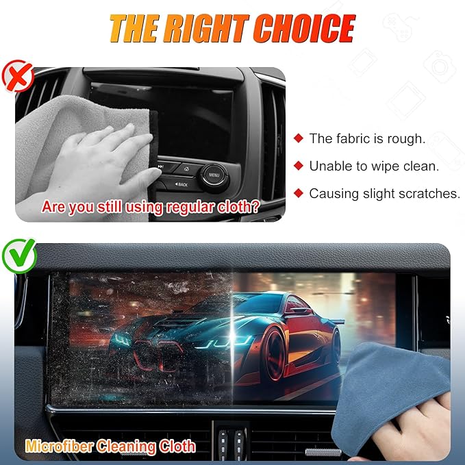 SuperKaKa 2Pack Car Screen Cleaners- Vehicle Touchscreen Microfiber Cleaning Cloth, Touch Screens Clean Wipes Cars Interior Accessories Universal for Tesla Dashboard Display (Blue)
