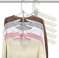 Clothes Hangers Space Saving Shirt Organizer, Non Slip Multi Shirt Hangers for Closet with Foam Padded Closet Organizers and Storage for Sweater Hoodie Blouse Coat Dress Short Beige 4 Pack