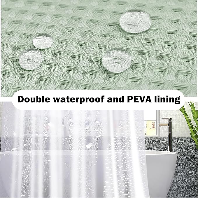 LightGreen Bathroom Set, 23 PCS Bathroom Accessories Set with Shower Curtains, Trash Can, Toothbrush Holder, Soap Dispensers, Toothbrush Cup, Vanity Tray, Soap Dish, Toilet Brush, Qtip Holders