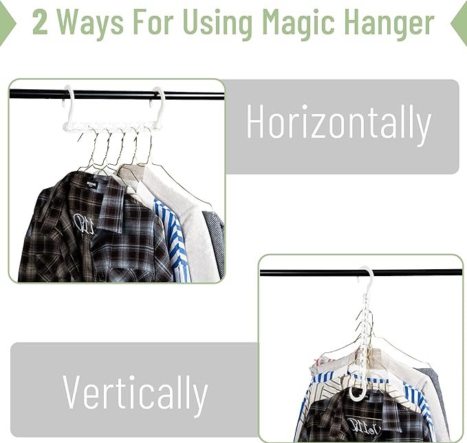 Mr. Pen- Space Saving Hangers for Clothes, 12 pcs, White, Plastic Multi Clothes Hangers Space Saving, 6 Slots, 360° Rotating Hooks