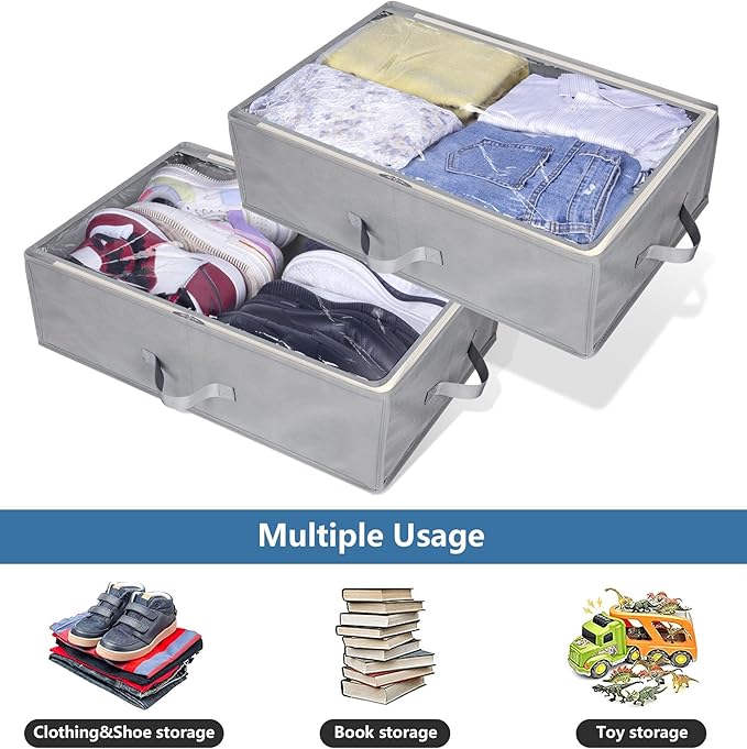 AOODA Large Hat Storage Box for Baseball Caps, Holds Up to 50 Caps Wide Hat Organizer for Closet with Cardboard, Under Bed Snapback Holder, Grey