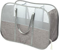 Collapsible Laundry Baskets with 3 Compartment, 150L Tear-proof Pop Up Hamper, Foldable Laundry Basket with Tote Handles, Dirty Clothes Hamper for Laundry, Bedroom, Bathroom, Dorm Grey