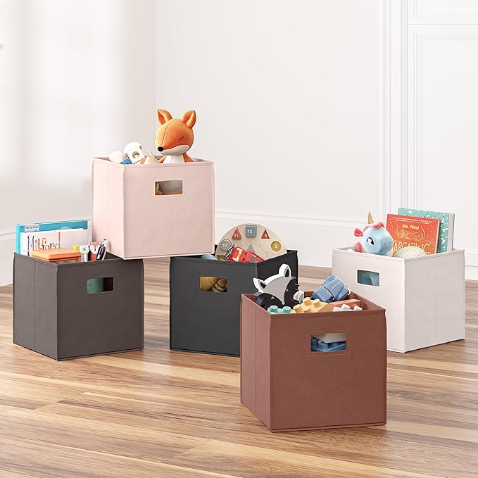 RiverRidge Kids 2pc Fabric Collapsible Storage Cube Organizers with Handles for Playroom Organization - Terracotta