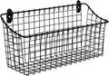 Spectrum Large Wire Wall Mount Storage Basket Matte Black, Wall Mount Storage Basket Organizer for Kitchen Bathroom Pantry, Versatile Wire Caddy Organizer