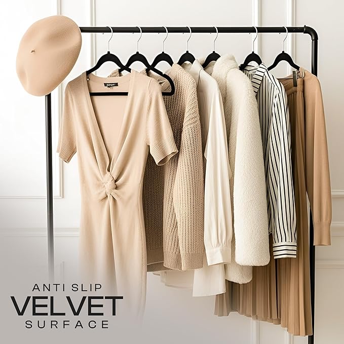 Utopia Home Velvet Hangers 150 Pack - Non-Slip Suit Hangers with 360 Degree Rotatable Hook - for Pants, Coats, Shirts & More (Black)