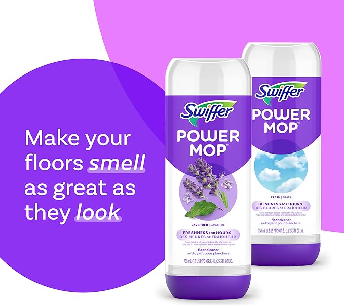 Swiffer PowerMop Floor Cleaning Solution with Lavender Scent, 25.3 fl oz, 10 Pack