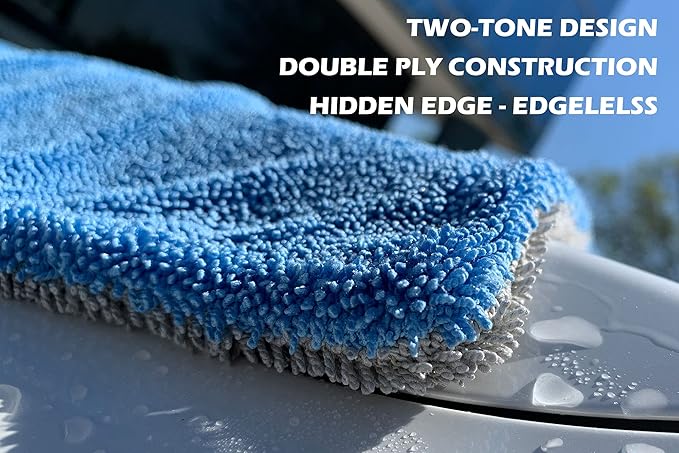 [Dreadnought] Microfiber Car-Drying Towel, Superior Absorbency for Drying Cars, Trucks, and SUVs, Double-Twist Pile, One-Pass Vehicle-Drying Towel (20"x30", Gray) 1-Pack