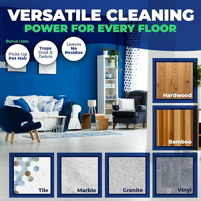 Iconikal Dry Mop Pad Refills (90-Pack) | Fits Swiffer Dry Sweeping Cloths for Dirt, Dust, Hair | Use for Swiffer Pads Refill | Unscented, Disposable Mop Pads for Sweeping, Mopping, Dusting, 11.5" x 8"