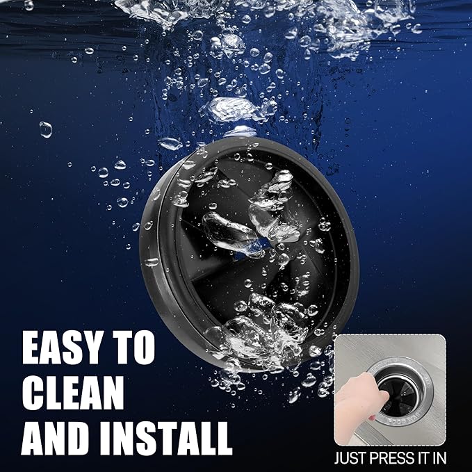 3 3/8" Garbage Disposal Splash Guards Sink Baffle QCB-AM Replacement for InSinkErator Evolution Series, Upgraded Funmit Removable Quiet Collar Drain Plugs, Garbage Disposer Accessories, Black