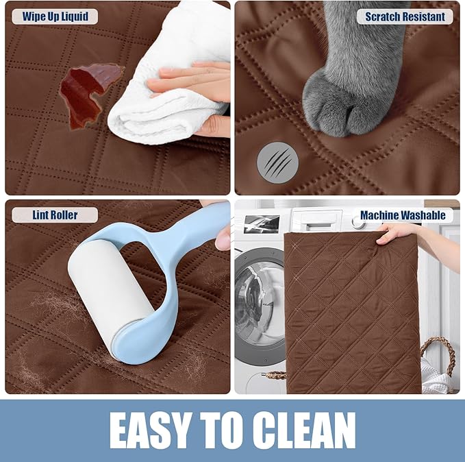 Smiry Waterproof Dog Bed Cover Pet Blanket, Soft Washable Dog Blanket for Furniture Bed Couch Sofa Reversible, Checkered (68"x82", Brown/Chocolate)