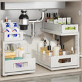 Corbyles 2 Pack Under Sink Organizer With Next-Gen Ball-Bearing Slides,2-Tier Pull Out Cabinet Storage,Height Adjustable Drawer Shelf for Bathroom,Kitchen,Laundry,Cabinet,Pantry(Patent Pending)