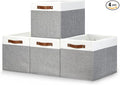Bidtakay Large Storage Bins 4-Pack Collapsible Fabric Storage Baskets for Organizing 16x12x12 Inches White/Light Grey