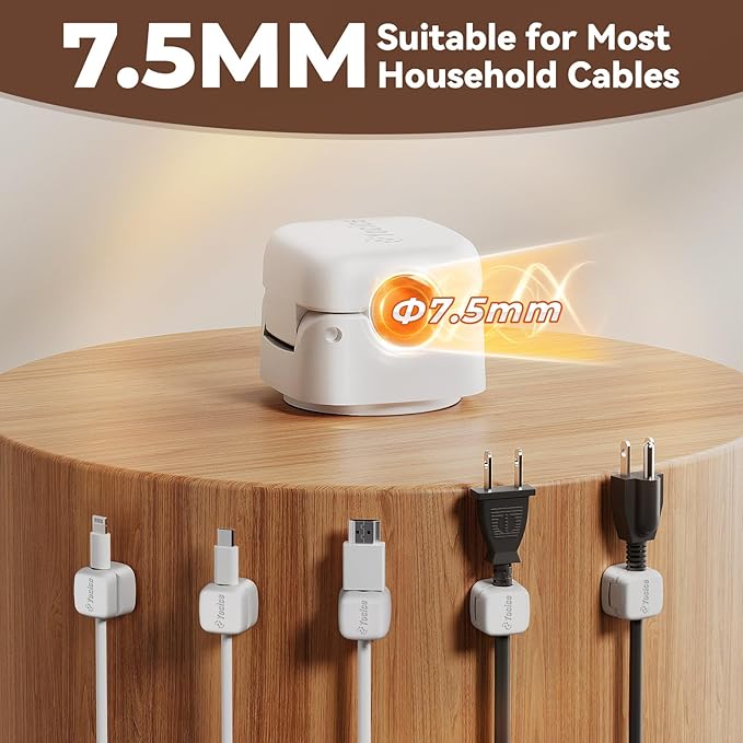 12Pack Rotatable Cord Organizer,Spring Cable Clips Desk Cable Management Cord Holder Adhesive Phone Charger Cord Clips for Home Office Car Wall Nightstand Accessories, White