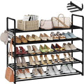 HOMICKER Metal Shoe Organizer,5 Tiers Shoe Storage Shoe Rack with Hooks,Fit 20-25 Pairs,Adjustable Shoe Shelf for Entryway,Hallway,Bedroom,Metal Bottom Support