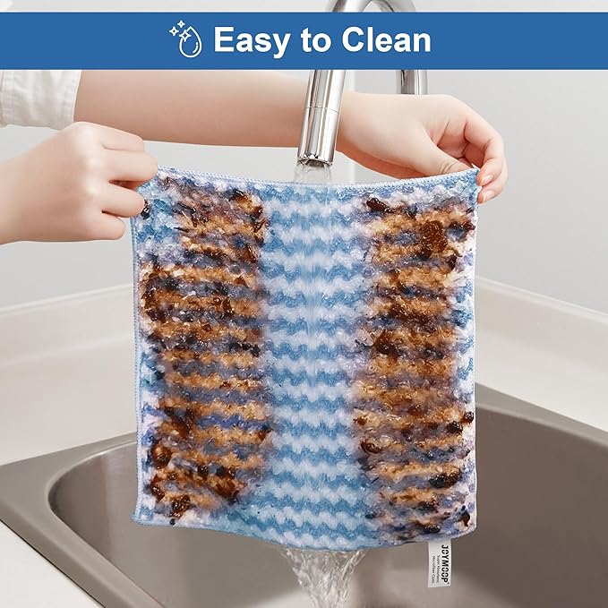 JOYMOOP 54 Packs Microfiber Cleaning Cloths, 10" x 10" Kitchen Towels – Reusable Cleaning Rags, Lint-Free, Super Absorbent Cleaning Cloths for Kitchen, Car, and Household Cleaning, Blue