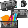 TAPBULL Mesh Magnetic Storage Baskets - Set of 3 (Black) with Anti-Slip Feature and Strong Magnets - Magnetic Locker Organizer and Pencil Holder for Whiteboard and Refrigerator (Black-3 pcs)