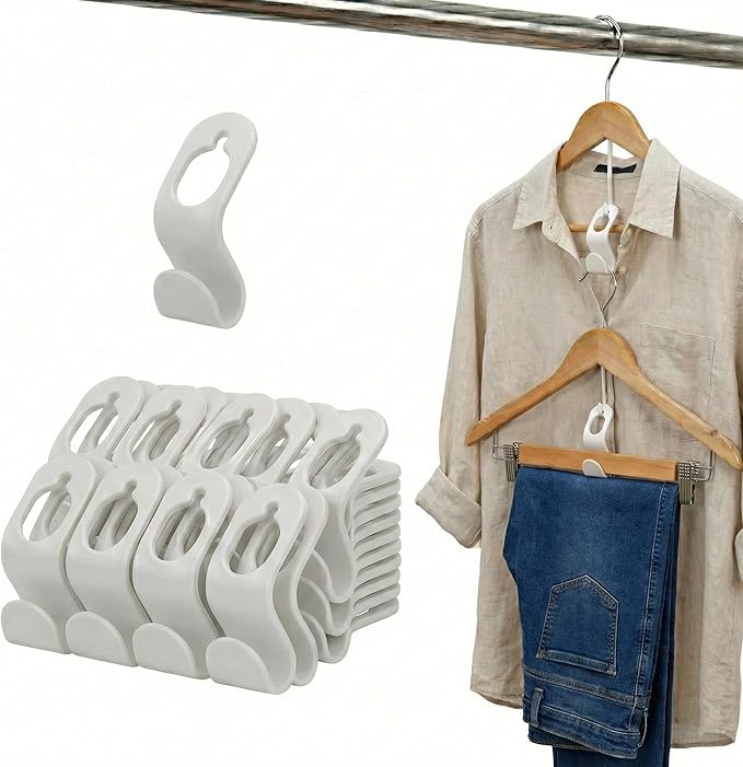 Hanger Connector Hooks – 50-Pack Clothes Hanger Connector Hooks – Space-Saving Hanger for Closet Organizer – Cascading Space Saver Hangers for Small Space Organization and Closet