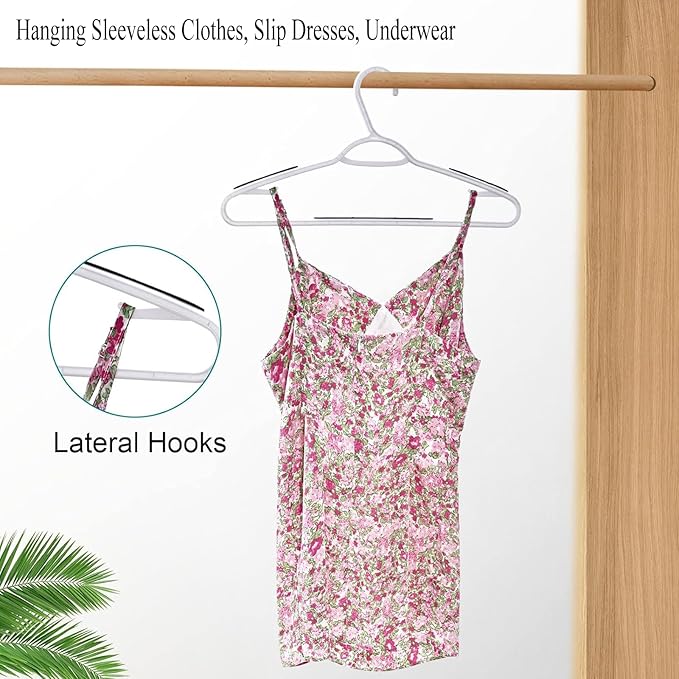 ISHUNAHOME Plastic Hangers 50 Pack - Non Slip Clothes Hangers,Holds up to 18 lbs, Slim Space Saving Hangers for Suit,Dress,t Shirts,Blouse,Coats, Pants (White)