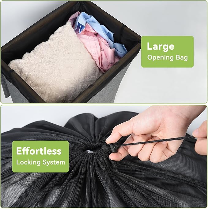OTraki Ex-Large Mesh Laundry Bags 36x43 Inch Drawstring Laundry Bag 2 Pack Dirty Clothes Mesh Net Bag Heavy Duty Travel Storage Organize Bag for Hotel Beach,Don't Drying, Melting 140-176℉ Black