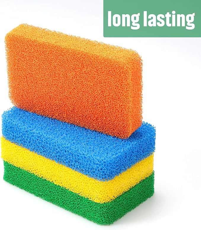 Patelai 10 Pieces Silicone Dish Sponge Silicone Scrubber Reusable Kitchen Scrubbing Cleaning Sponge Soft Dish Scrubber for Fruit Vegetable(Square Sponge)