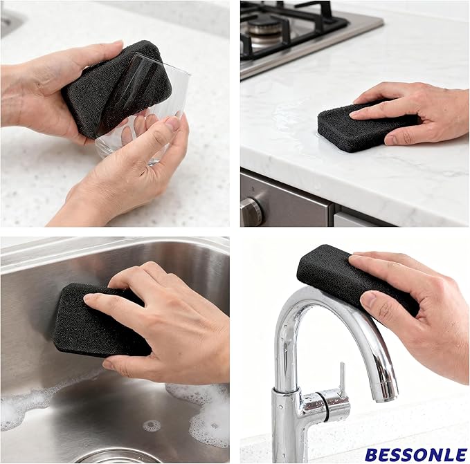 8 Pack Silicone Scrubbing Sponges, Heavy-Duty, Non-Scratch Kitchen Sponges - Reusable, Odor-Free, Perfect as for Cleaning Dishes, Non-Stick, Countertops (Black)