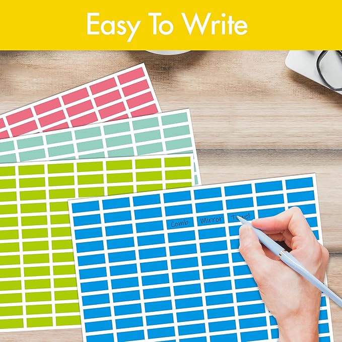 3328 Color Coding Labels, 16 Colors Blank Stickers Mini Rectangular Labels 1” x 3/8” (25 x 10mm), Colored Assorted Sticker for Marking Projects, Boxes, Jars, Storage Containers, Files