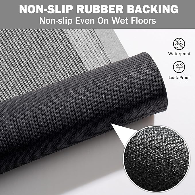 YDKGL Non Slip Bath Mat, Rubber Backing Ultra Thin Bathroom Rugs Fit Under Door Quick Dry Super Absorbent Washable Bath Rug Shower Mat for Bathroom Floor Bathtub Shower Sink, Easy Care Gray 20"x 32"
