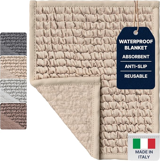 PAULATO BY GA.I.CO. Waterproof Chair Pad – 24x20 Reusable Seat Cover for Car or Wheelchair – Machine Washable Protector for Incontinence – Absorbent Changing Cushion for Elderly Care - Macadamia