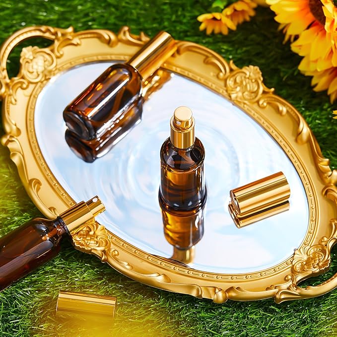 Roshtia 30 Pcs 2 Oz/ 60 ml Amber Glass Spray Bottle Refillable Perfume Atomizer Clear Decorative Empty Bottles with Fine Mist Sprayer Pump for Face Body Travel