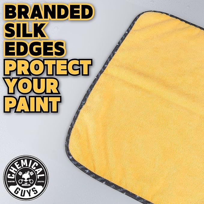 Chemical Guys Professional Grade Premium Microfiber Towels for Cars, Gold, 24" x 16", Ultra-Soft and Scratch-Free Car Detailing Cloths for Trucks, Motorcycles, and More - 6 Pack