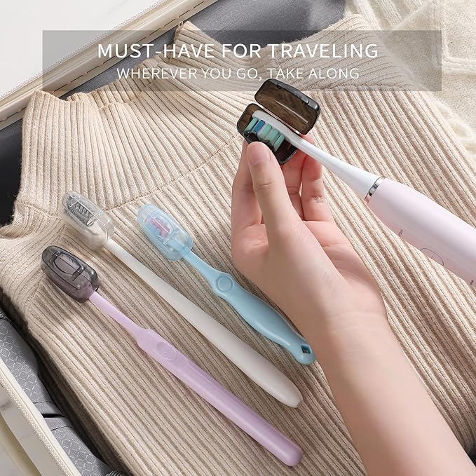 Muslish 20 Pack Toothbrush Covers, Portable Toothbrush Head Cover Caps, Toothbrush Case Protector for Home and Travel, Fits Most Manual and Electric Toothbrushes (Gray)