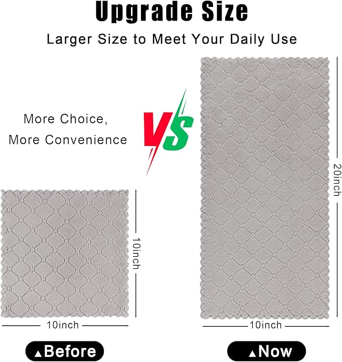 Homaxy 12 Pack Dish Towels for Kitchen (10 x 20 Inches, Grey), Super Soft and Absorbent Coral Velvet Dish Cloths for Washing Dishes, Nonstick Oil Fast Drying Microfiber Cleaning Cloth
