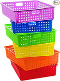 4E's Novelty 6 Pcs Colorful Plastic Classroom Storage Bins 13.75" X 10.25" for Organizing A4 Papers Trays, Turn In Containers Kids School Teachers Classroom Organization & Storage Supplies