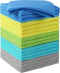 HOMEXCEL Microfiber Cleaning Cloths, 20 Pack Cleaning Rags - Lint Free & Scratch-Free Microfiber Towels for Cars, House & Kitchen, Absorbent Cleaning Towels, Multi-Color, 11.5 x 11.5 Inch