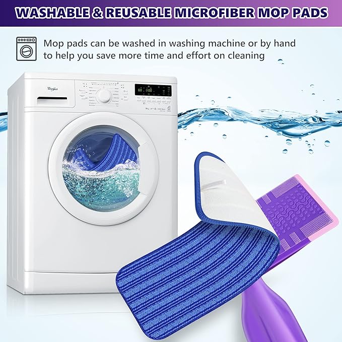 Reusable Mop Pads Compatible with Swiffer Wet Jet, Wet Jet Pads Refills for Swiffer Mop, Microfiber Replacement Pads for Hardwood Floor Cleaning, Dry Wet Mopping Cloths for 12" Wet Jet Refill, 4 Pack
