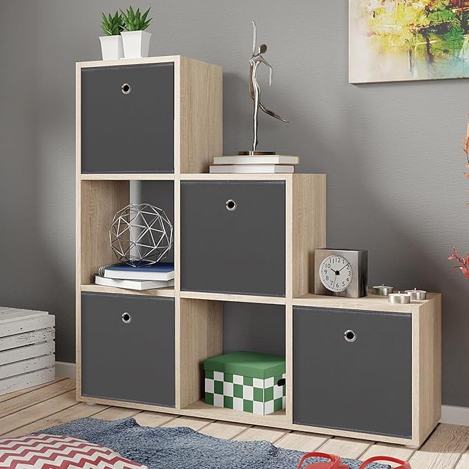 Foldable Storage Cubes Bins ,11 Inch Cloth Storage Cube Fabric Storage Box Cubes Organizer Baskets with Dual Handles for Home Organizer Set of 12 (Grey)
