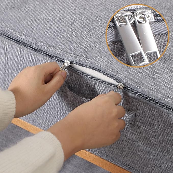Under Bed Storage Container, 23.6 x 11.8 x 5.9 Inch Clothes Organizer, Storage Bin With Lid With Handles for Blanket, Pillows, Shoes, Grey, 1 Pack