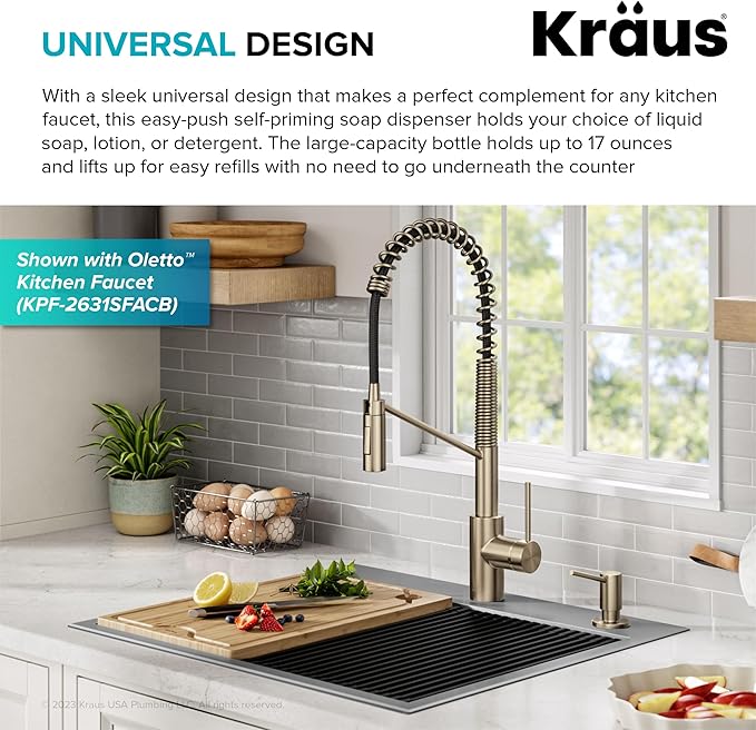 KRAUS Kitchen Soap and Lotion Dispenser in Spot-Free Antique Champagne Bronze, KSD-43SFACB