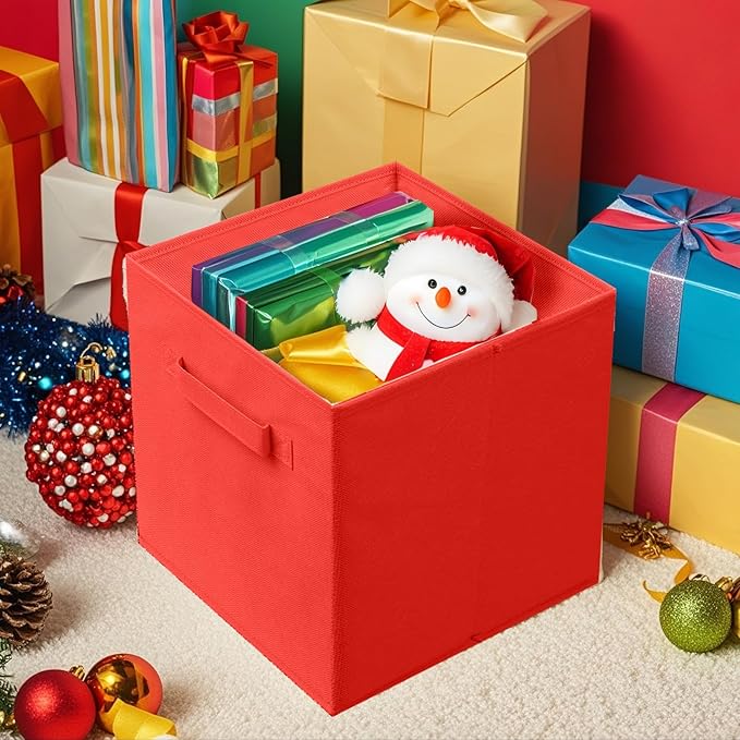 ShellKingdom Storage Bins, Foldable Fabric Storage Cubes and Cloth Storage Organizer Drawer for Closet and Toys Storage, 2 Pack (Red)