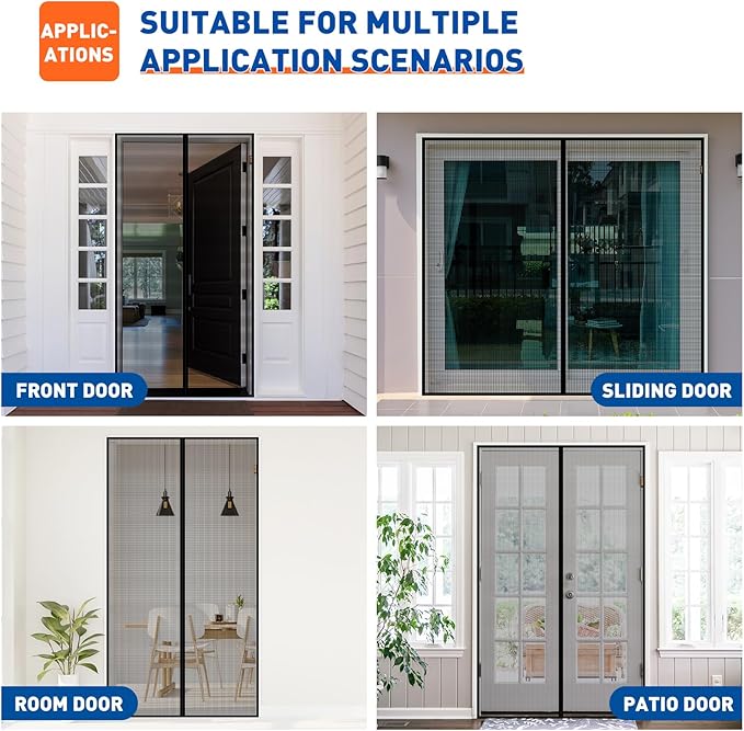 MAGZO Upgraded Pet Proof Magnetic Screen Door Thicker 250g/m² Pet Screen Door Mesh Fit Door Size 36 x 96 Inch, Mesh Size 38" x 97", Heavy Duty Cat Resistant Mesh for Front/Back/Sliding/Patio Door