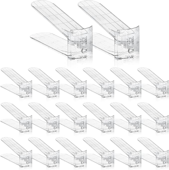 MOOKNAT Clear Shoe Slot Organizer, 36 Pack Adjustable Shoe Slots Organizer for Closet Clear Shoe Stackers Shoe Rack Holder Shoes Space Savers for a Pair of Shoes