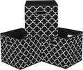 Black Foldable Storage Cubes Bins, Fabric Storage Box Cubes Organizer Baskets with Dual Handles for Home Organizer,Set of 3,(Black Light)