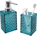 2PCS Lake Blue Bathroom Accessories. Contain Soap Dispenser and Toothbrush Holder Set. Boho Bathroom Set for Blue Bathroom Décor