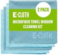 E-Cloth Microfiber Window Cleaning Cloth Kit - Glass Cleaning Cloth for Windows, Mirrors, Cars, Lenses, Eyeglasses, & More, Streak Free Clean, Machine Washable Reusable Towel - Alaskan Blue (2 Kits)