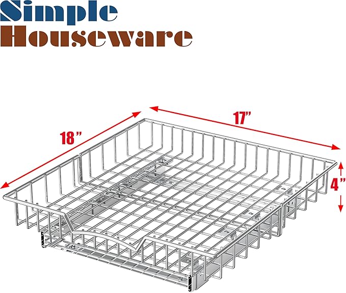 Simple Houseware Under Cabinet Pull Out Sliding Shelf Drawer Organizer, 18" D x 17" W