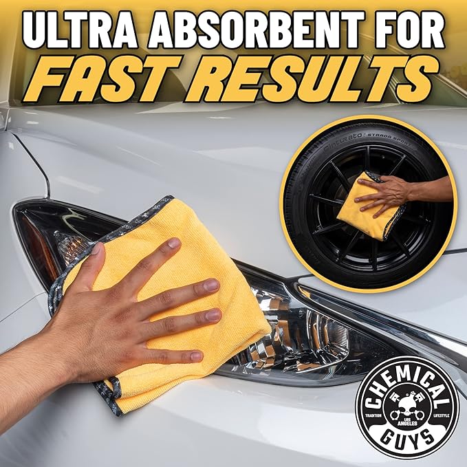 Chemical Guys Professional Grade Premium Microfiber Towels for Cars, Gold, 16" x 16", Ultra-Soft and Scratch-Free Car Detailing Cloths for Trucks, Motorcycles, and More - 12 Pack