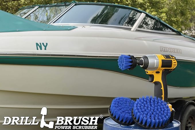 Kayak - Canoe - Yacht - Raft - Drill Brush - Boat Accessories - Fiberglass - Hull Cleaner - Cleaning Supplies - Pond Scum, Oil Residue, Weeds, Barnacles, Oxidation - Spin Brush Kit